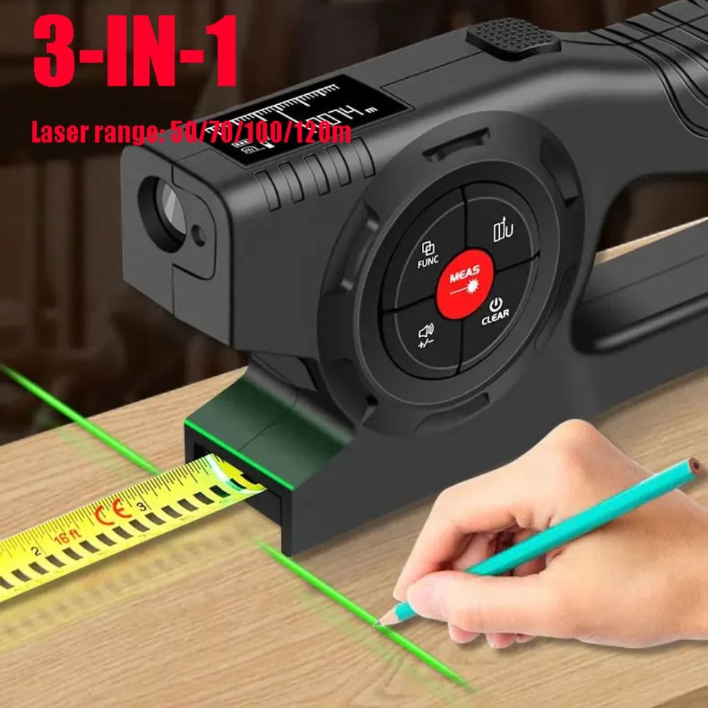 Industrial Laser Distance Sensor - 3-in-1 Laser Tape Measure Retractable Rechargeable