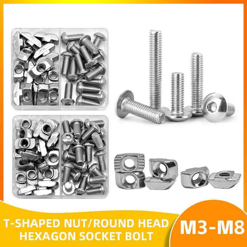 Aluminum T-Slot Profile - T-Nuts Screws Kit T Track Nut