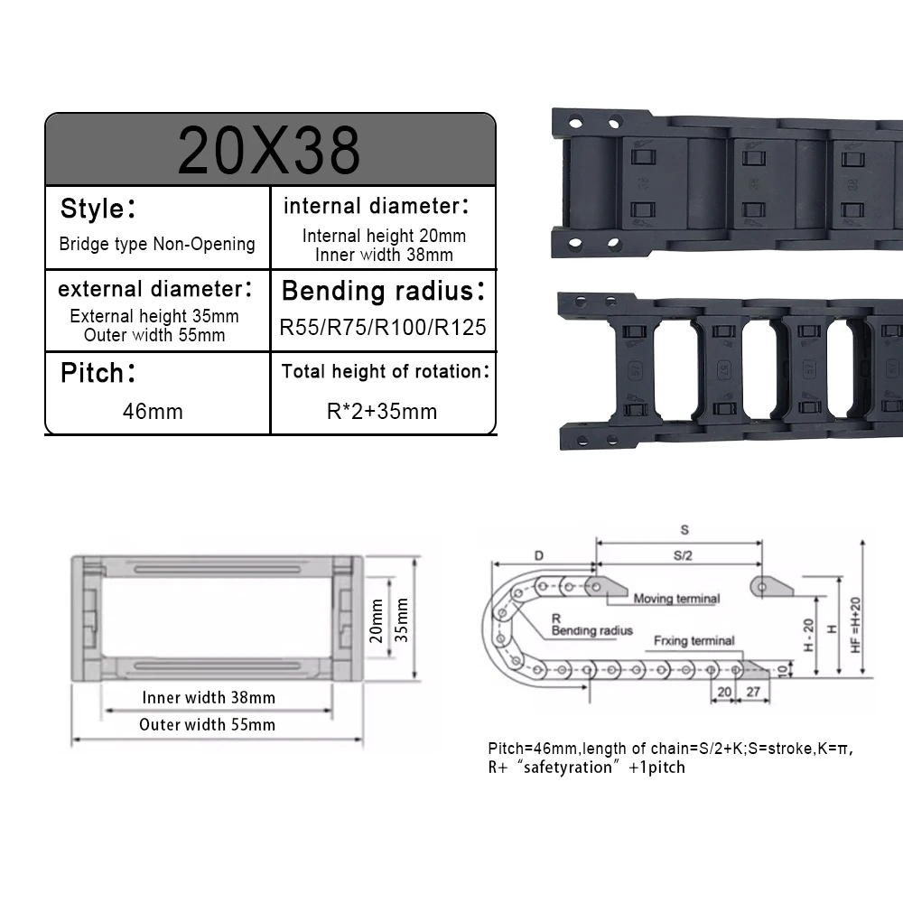 MHCNC R55-R125 Enclosed Cable  - Drag Chain Cnc review and price